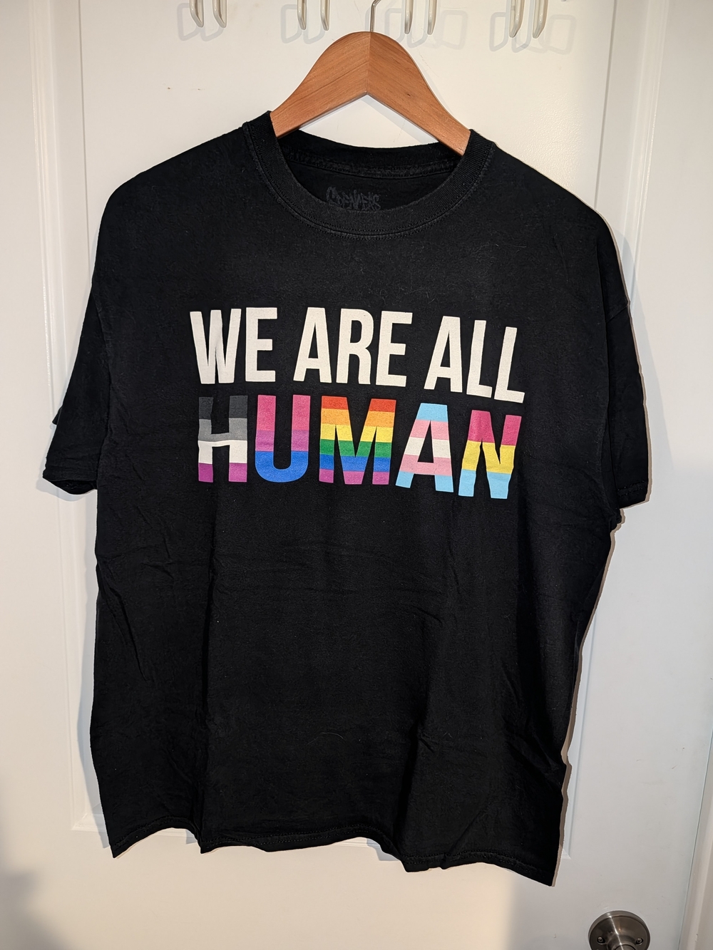 ⭐3 For $20⭐Spencer's Black 'We Are All HUMAN' Graphic Tee with Rainbow Lettering